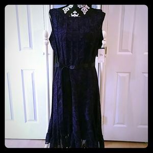 Sandra Darren Purple Zebra Print Dress